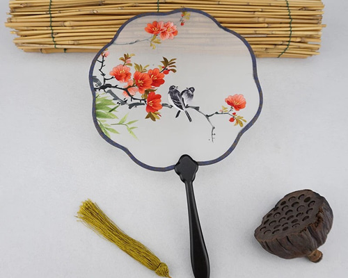 手縫い蘇州刺繍 団扇 花と鳥両面刺繍 団扇 その他ファッション