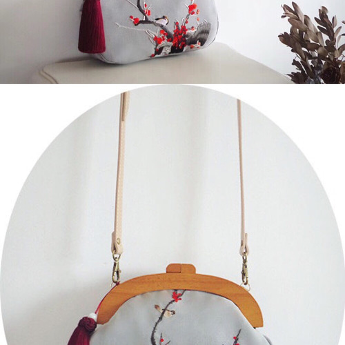 蘇州刺繍バッグ 手縫い蘇州刺繍バッグ 刺繍鞄 手提げバッグ 水墨画刺繍