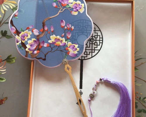 中国団扇 蘇州刺繍 伝統工芸品 0_1b11acd7d026ddb9f98296708115