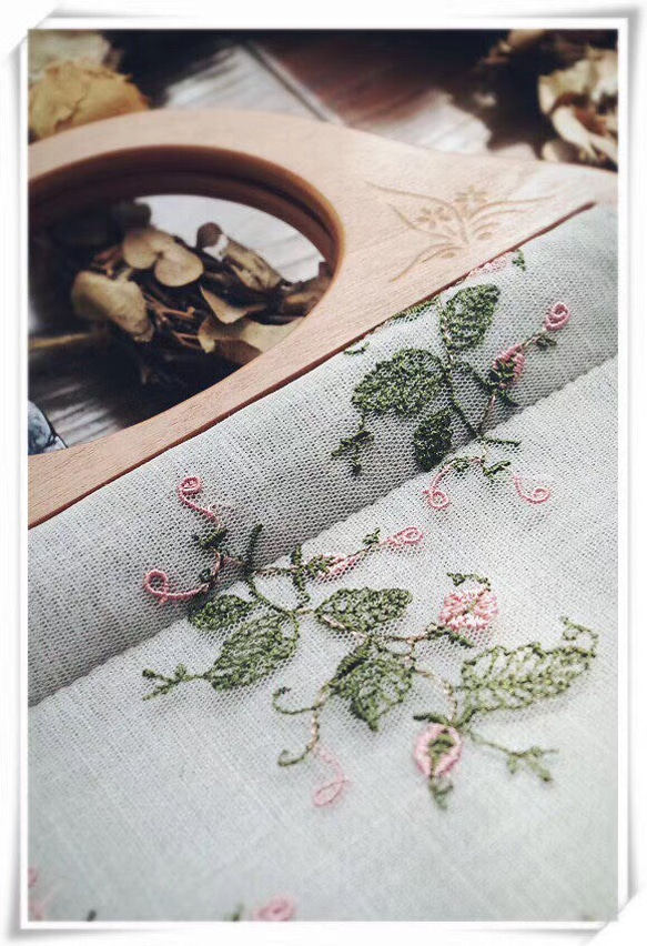 蔓と花刺繍バッグ レース鞄 スペシャルセール 4枚目の画像