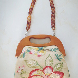手縫い刺繍バッグ カシミヤウールバッグ 3枚目の画像