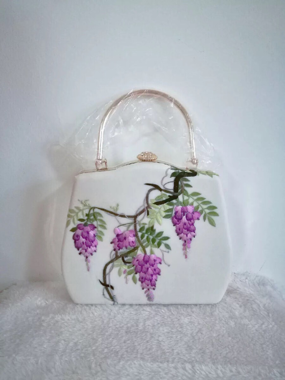 手縫い蘇州刺繍バッグ 藤の花刺繍鞄 ショルダーバッグ 初心 通販