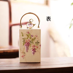手縫い蘇州刺繍バッグ 両面異刺繍バッグ 藤の花刺繍鞄 1枚目の画像