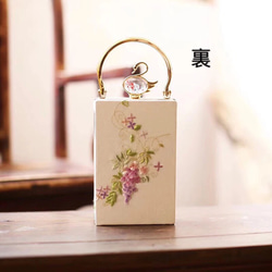 手縫い蘇州刺繍バッグ 両面異刺繍バッグ 藤の花刺繍鞄 2枚目の画像