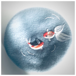 羊毛フェルト ベレー帽 金魚ベレー帽 1枚目の画像