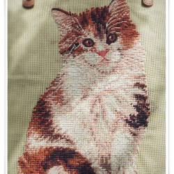 猫刺繍バッグ 手縫い羊毛刺繍バッグ 刺繍鞄 4枚目の画像