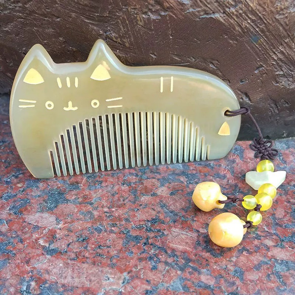 猫ちゃん櫛 文字入れくし 牛角櫛 その他ファッション 初心 通販