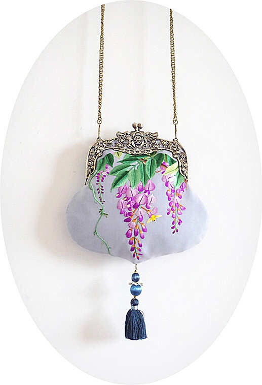 手縫い蘇州刺繍バッグ 手刺繍鞄 藤刺繍 ショルダーバッグ 初心 通販