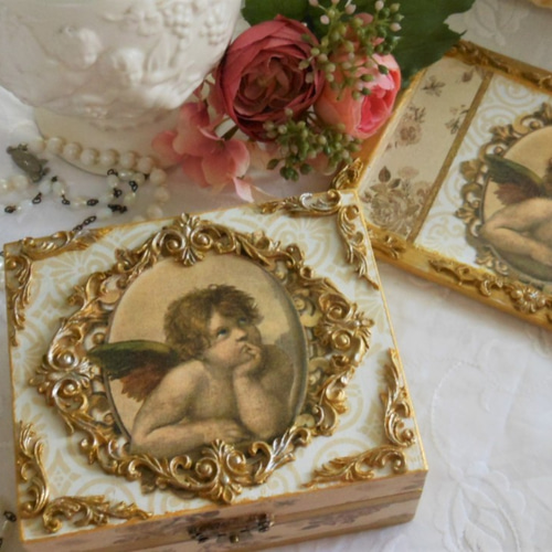 ヴィンテージ調ラファエロの天使の小箱・ジュエリーボックス・小物入れ
