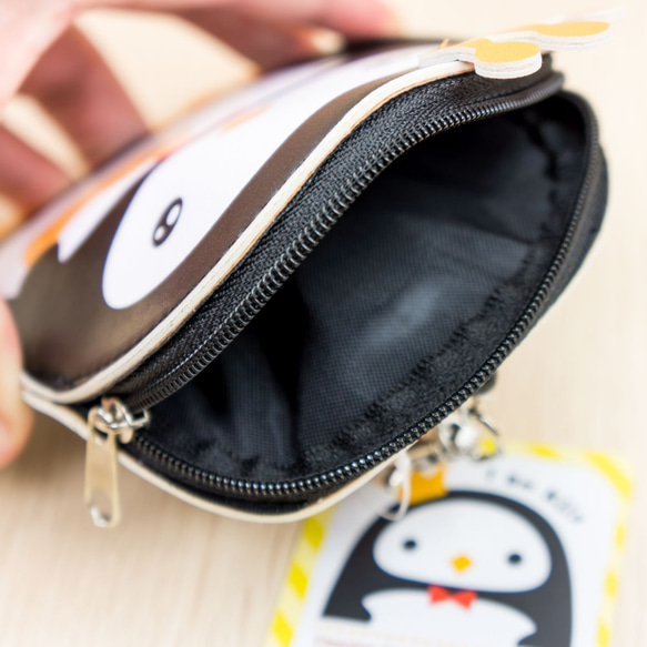 可愛企鵝Kily人造皮革零錢包連證件套及伸縮扣 - G008SQB 第4張的照片