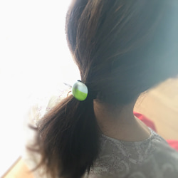 いろがさね 親子セットなガラスのヘアゴム  グリーンティー 4枚目の画像