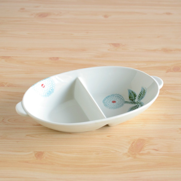 新品　波佐見焼　勲山窯　楕円　小鉢　ダリア　ライトブルー 波佐見焼 皿 楕円鉢 小 勲山窯 色彩ダリア ボウル 小鉢 小皿