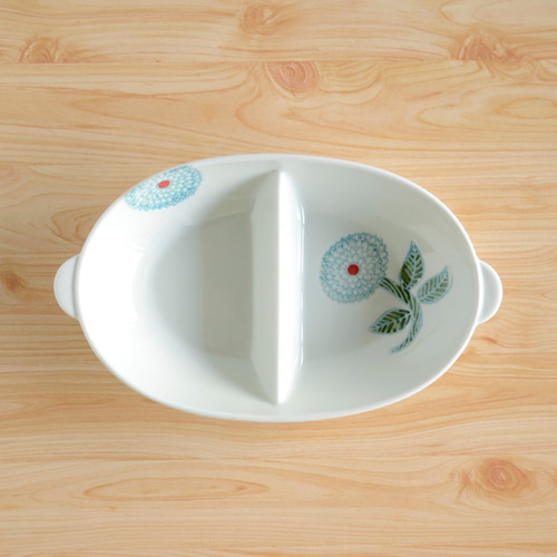 新品　波佐見焼　勲山窯　楕円　小鉢　ダリア　ライトブルー 波佐見焼 皿 楕円鉢 小 勲山窯 色彩ダリア ボウル 小鉢 小皿