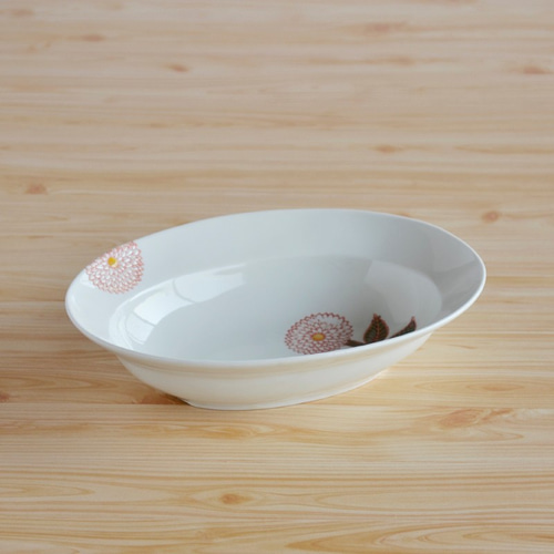 波佐見焼◎勲山窯◎ダリア(レッド) 楕円鉢 中皿 有限会社勲山製陶 通販