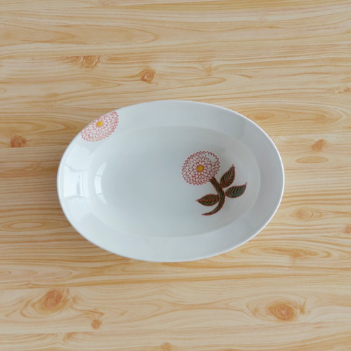 波佐見焼◎勲山窯◎ダリア(レッド) 楕円鉢 中皿 有限会社勲山製陶 通販