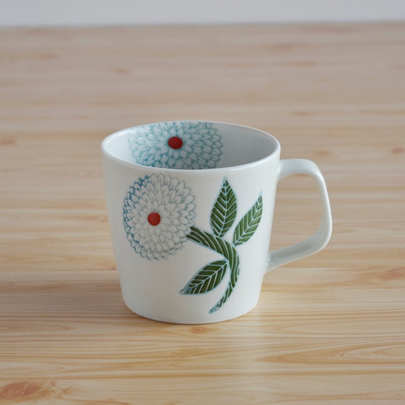 波佐見焼◎勲山窯◎ダリア マグカップ(青) マグカップ 有限会社勲山製