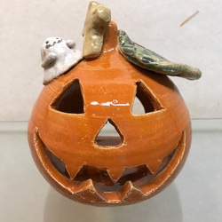 ハロウィン  <ジャックオーランタン>  かぼちゃとねこ<受注生産> 1枚目の画像