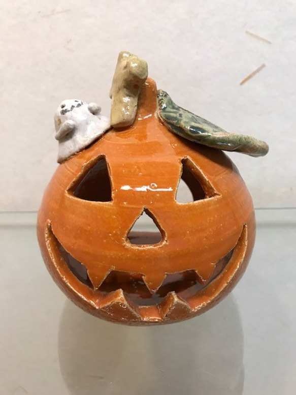 ハロウィン  <ジャックオーランタン>  かぼちゃとねこ<受注生産> 1枚目の画像