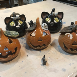 ハロウィン  <ジャックオーランタン>  かぼちゃとねこ<受注生産> 5枚目の画像