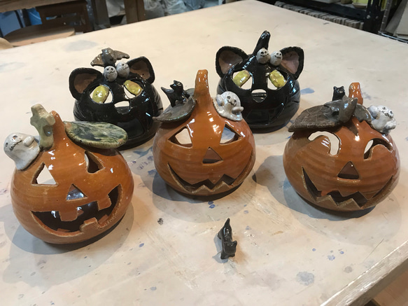 ハロウィン  <ジャックオーランタン>  かぼちゃとねこ<受注生産> 5枚目の画像