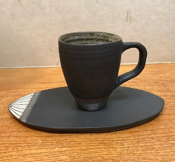 コーヒーカップ&ソーサー<黒マット> cafecup&souser  父の日 2枚目の画像