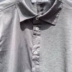 Symmetric Cut Short Sleeve Stretch Shirt - Gray Size2 第3張的照片