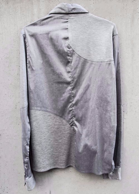 Symmetric Cut Stretch Shirt - Gray Size2 第2張的照片