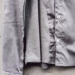 Symmetric Cut Stretch Shirt - Gray Size2 第5張的照片