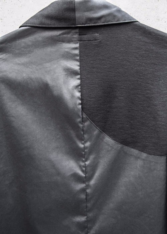 Symmetric Cut Stretch Shirt - Black Size1 第5張的照片