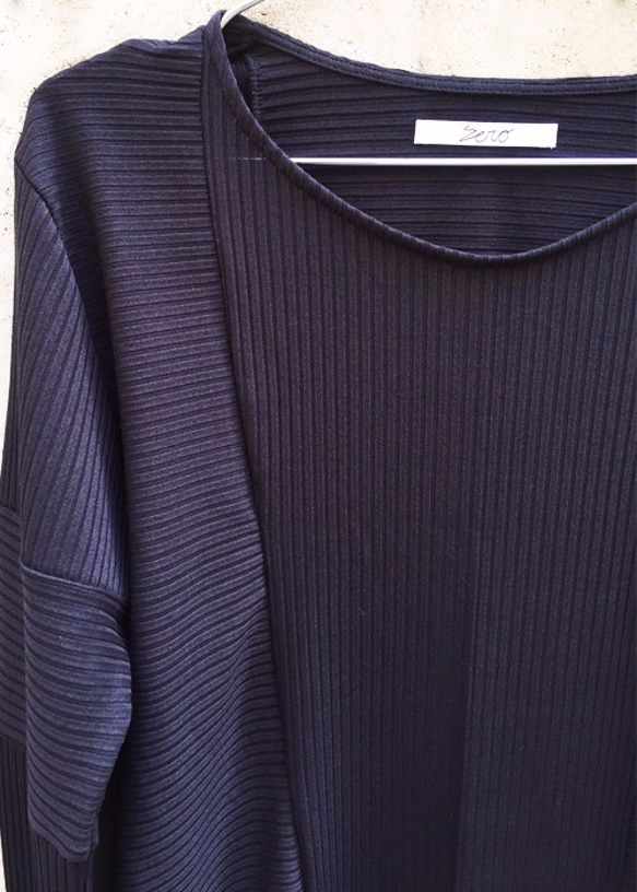 Washi Stripe Jersey Long Sleeve Cut&Sewn - Black Size2 第3張的照片