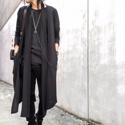 Japanesepaper Waffle Jersey Long Cardigan - Black Size0 第8張的照片