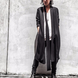 Japanesepaper Waffle Jersey Long Cardigan - Black Size0 第10張的照片