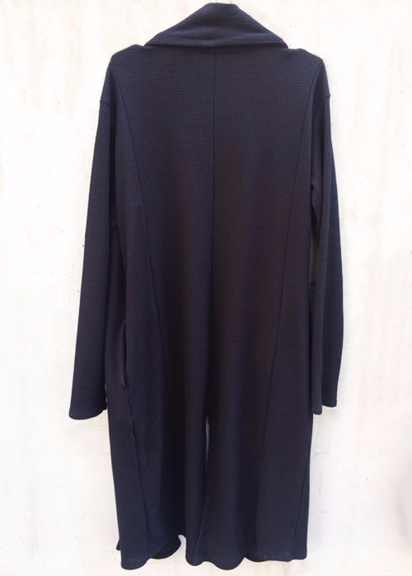 Japanesepaper Waffle Jersey Long Cardigan - Black Size1 第3張的照片