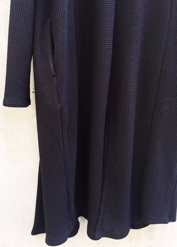 Japanesepaper Waffle Jersey Long Cardigan - Black Size1 第4張的照片