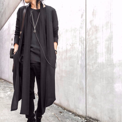 Japanesepaper Waffle Jersey Long Cardigan - Black Size2 第8張的照片