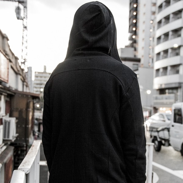 Japanesepaper Waffle Jersey Zip Hoodie - Black Size1 第2張的照片