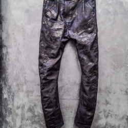 Black Coated Indigo Denim Pants Size3 第1張的照片