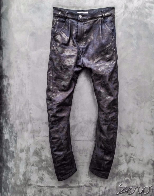 Black Coated Indigo Denim Pants Size3 第1張的照片