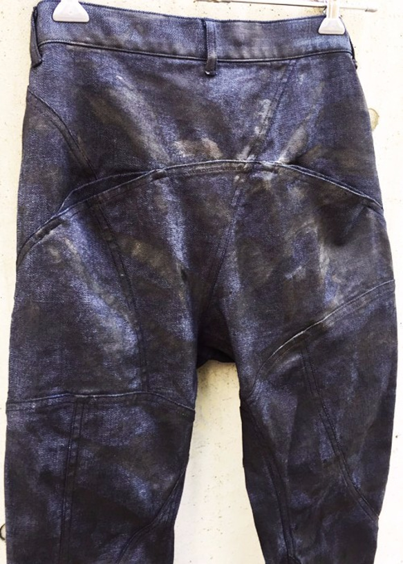 Black Coated Indigo Denim Pants Size3 第4張的照片