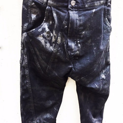 Black Coated Stretch Black Denim Pants Size3 第4張的照片