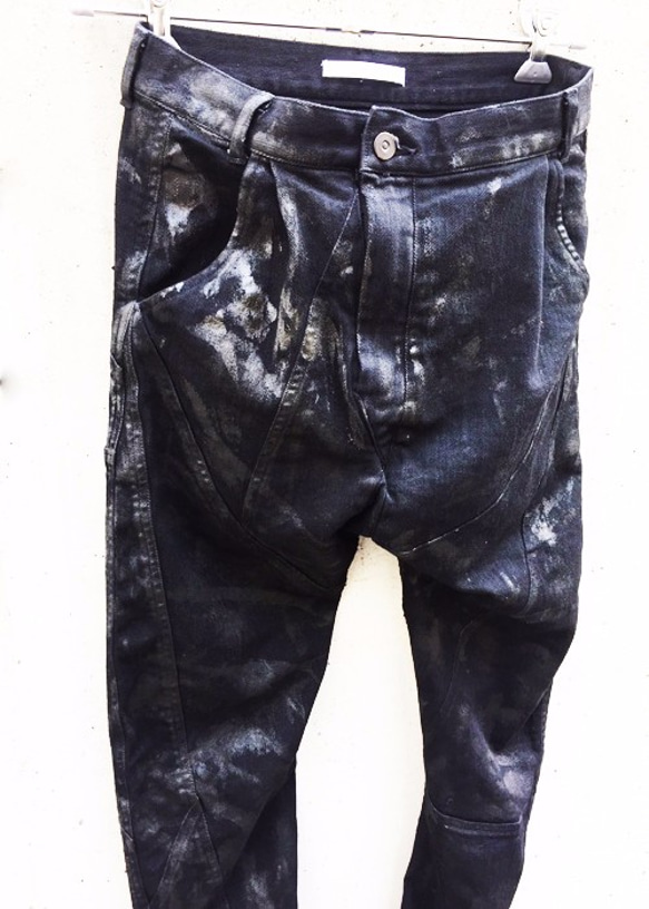 Black Coated Stretch Black Denim Pants Size3 第4張的照片