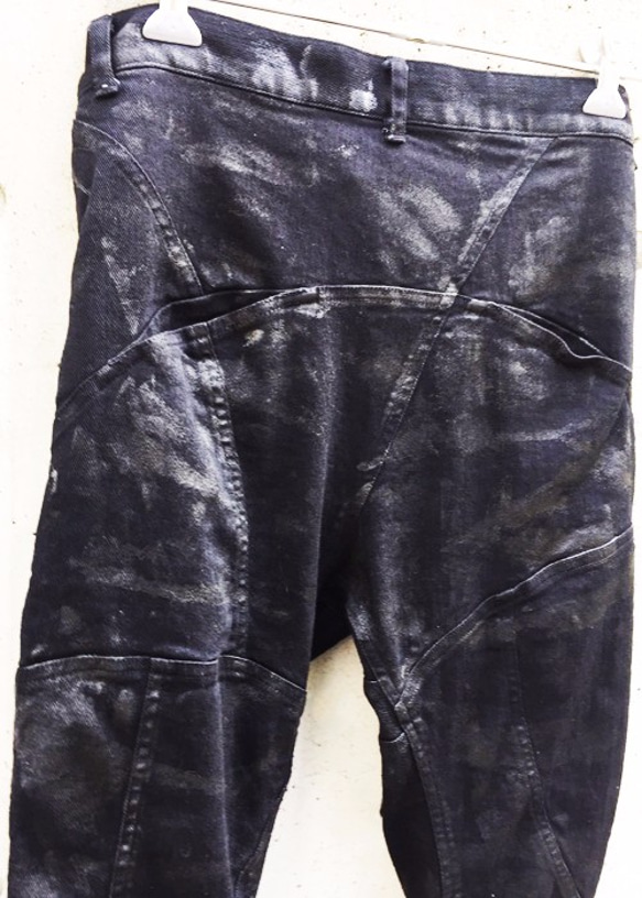 Black Coated Stretch Black Denim Pants Size3 第6張的照片