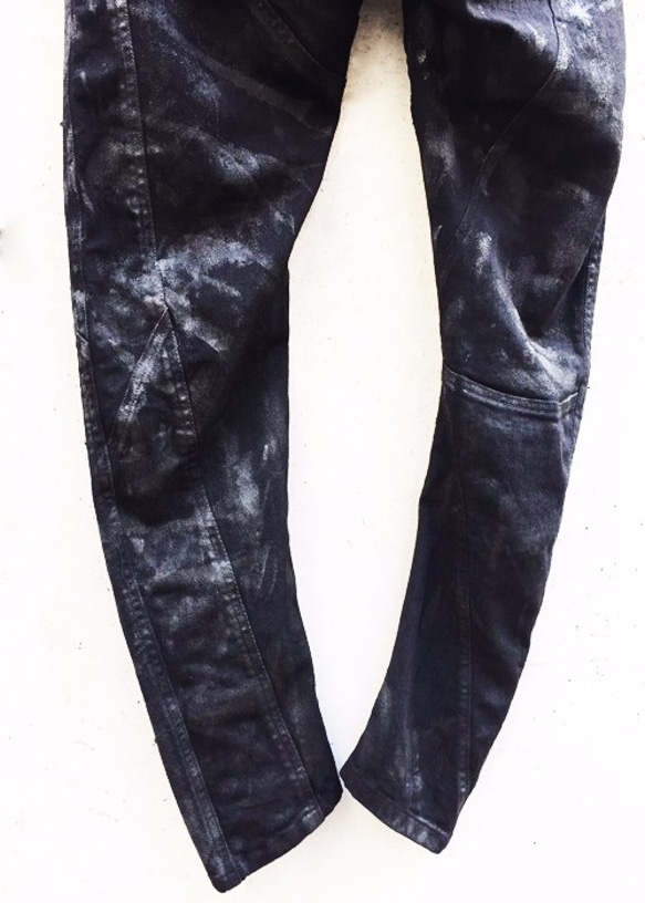 Black Coated Stretch Black Denim Pants Size3 第8張的照片