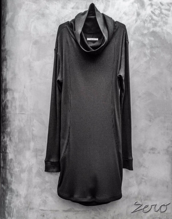 Japanesepaper High Neck Long Cut&Sewn - Black Size2 第2張的照片