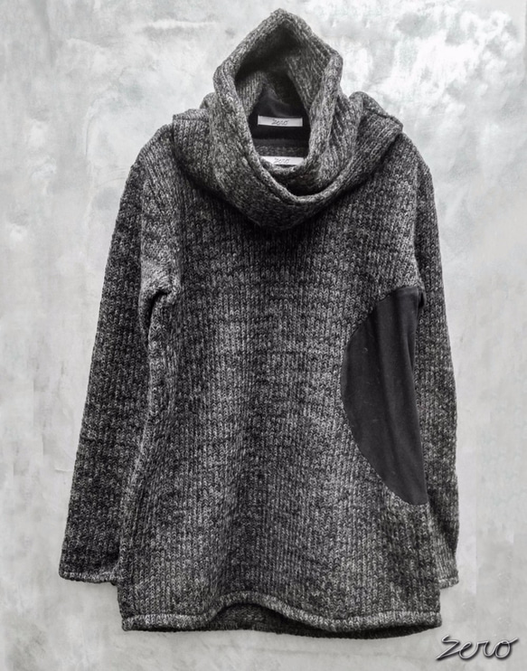 Circular Cut Snood Sliver Pullover Knit - Black Size0 第2張的照片