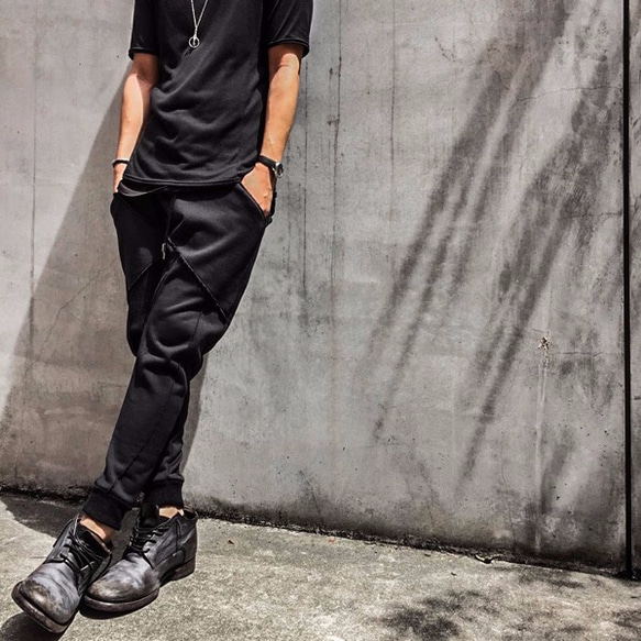 Japanesepaper Drop Crotch Slim Pants - Black Size2 第2張的照片