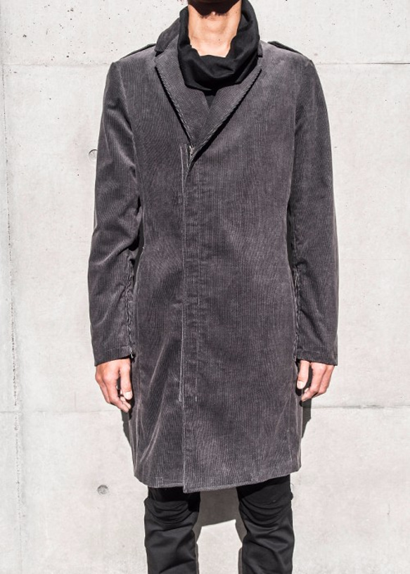 Corduroy Zip Chester Coat - Charcoal Size2 第10張的照片