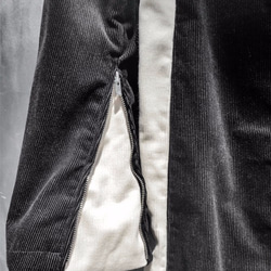 Corduroy Zip Bi-Color Chester Coat - Black×White Size1 第7張的照片