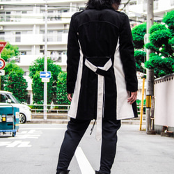 Corduroy Zip Bi-Color Chester Coat - Black×White Size2 第10張的照片