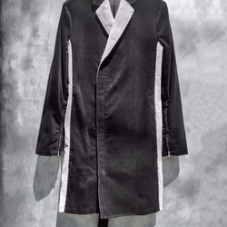 Corduroy Zip Bi-Color Chester Coat - Black×Gray Size2 第2張的照片